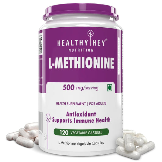 HealthyHey Nutrition L-Methionine Free Form Pure Crystalline -120 Veg Capsules