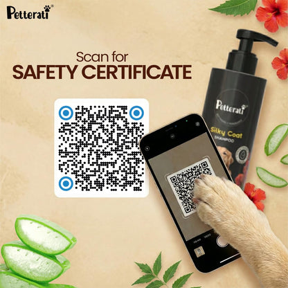 Petterati Silky Coat Dog Shampoo | Aloe Vera, Neem & Hibiscus | Deep Cleansing for Soft, Shiny Coat | 200ml + 100ml Free