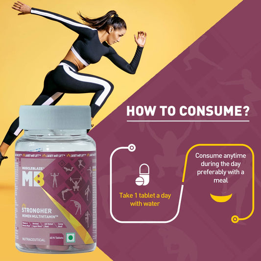MuscleBlaze StrongHer Women Multivitamin (60 Tablets) | Multivitamin for Women | For Energy & Stamina