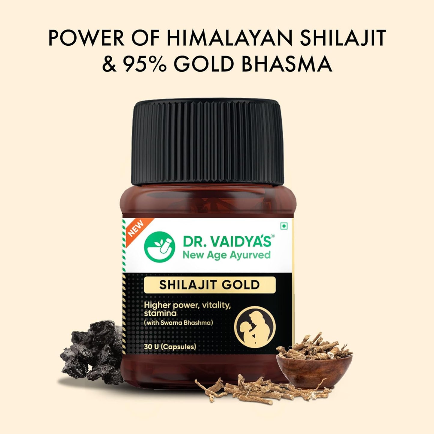 Dr. Vaidyaâ€™s Shilajit Gold Capsules for Men | Pure Himalayan Shuddha Shilajit, Ashwagandha, Swarna Bhasma, Gokshura & Fulvic Acid | Boosts Strength, Stamina, Energy & Vitality | 30 Capsules