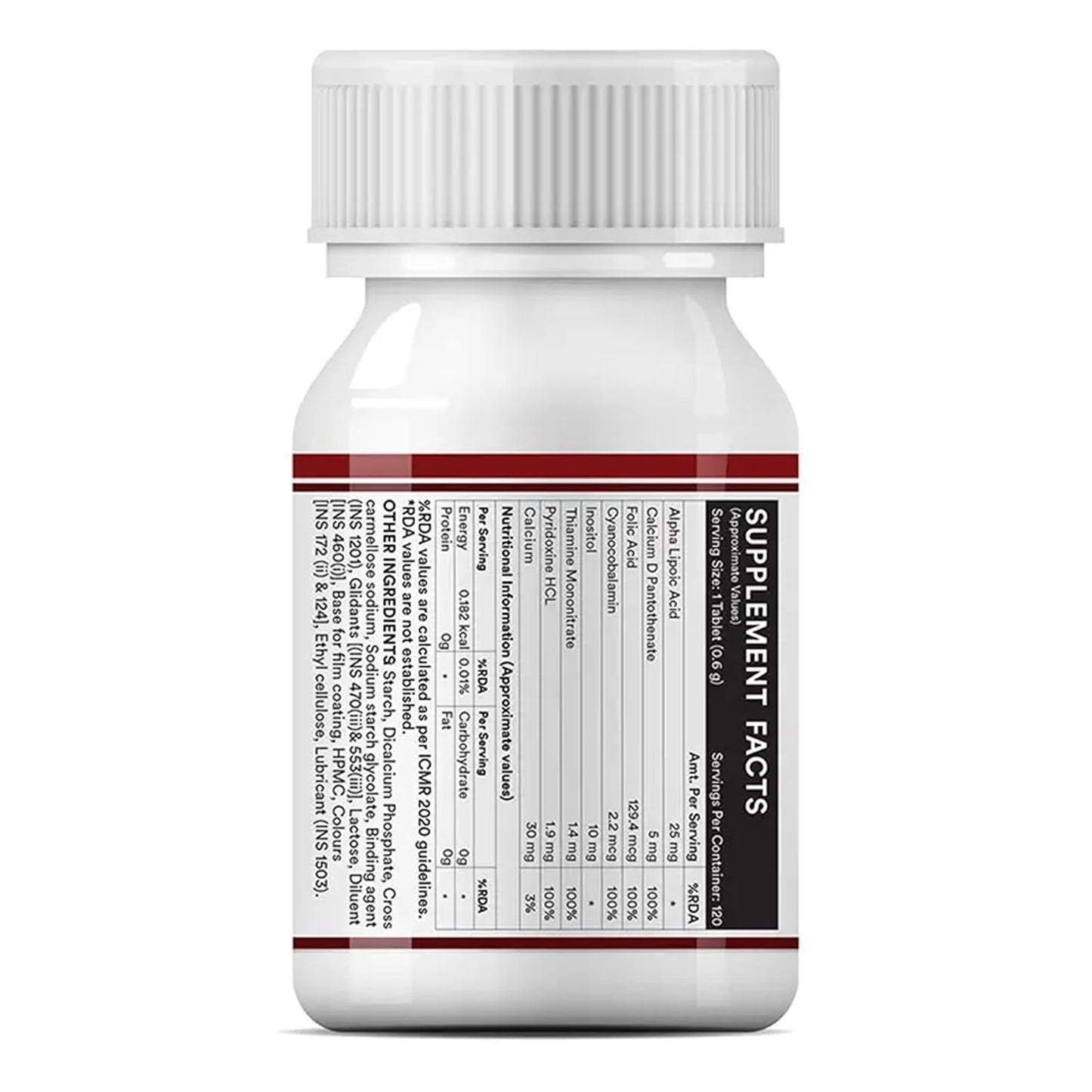 INLIFE Vitamin B12 With Alpha Lipoic Acid, Folic Acid, Inositol, B1, B5 & B6 Supplements Tablet, Supports Nerve Health, Immunity for Men & Women - 120 Tablets (Vit B12, Pack of 1)