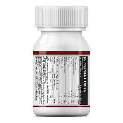 INLIFE Vitamin B12 With Alpha Lipoic Acid, Folic Acid, Inositol, B1, B5 & B6 Supplements Tablet, Supports Nerve Health, Immunity for Men & Women - 120 Tablets (Vit B12, Pack of 1)