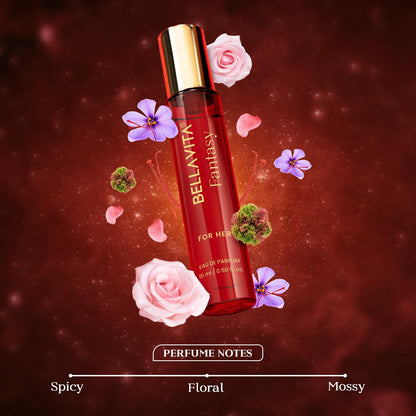 BELLAVITA Mood Collection Fantasy EDP for Her with Pink Pepper, Jasmine and Patchouli |Premium, Long Lasting Fragrance Perfume for Women, 15ml