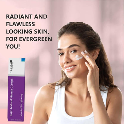 Zeelab Kojic Acid 2% and Vitamin C Cream â€“ Advanced Formula for Pigmentation, Dark Spots, Age Spots, Acne Marks & Uneven Skin Tone â€“ 20g Tube