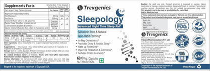 Trexgenics SLEEPOLOGY Advanced Melatonin-Free, Non-Habit Forming NightTime Sleep Support Passion flower, valerian, chamomile, Magnesium bisglyciante (60 Veg. Capsules)
