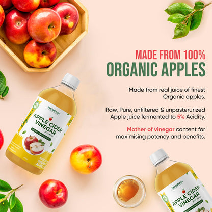 Herbal Max Unfiltered Apple Cider Vinegar with the Mother – 450mL | Raw & Unpasteurized | Supports Weight Management, Digestion & Bloating Relief