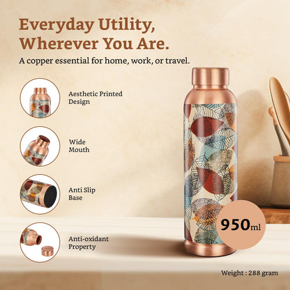 Solimo Copper Leak-Proof Meenakari Bottles | 950 ml | Pure Copper | Traditional Art Design | Daily Wellness Bottle