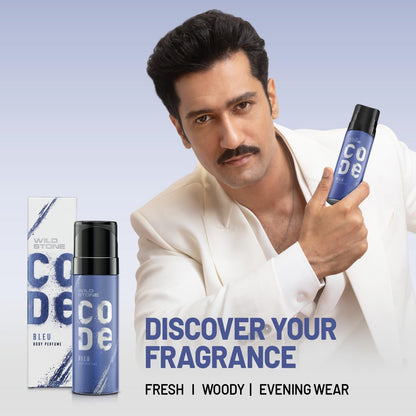 WILD STONE CODE Bleu Body Spray Perfume For Men, 150 Ml | No Gas Deo For Men | Long-Lasting Luxurious Fragrance | Best Suited For Casual Occasions | Masculine Sophisticated Scent For All Seasons