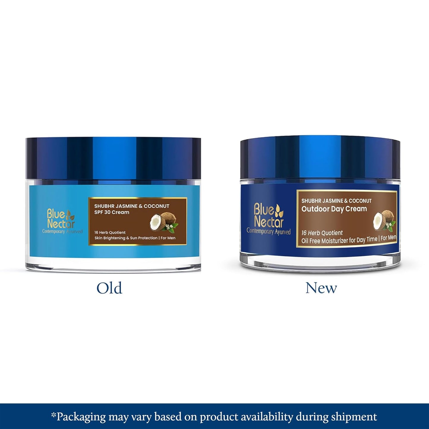 Blue Nectar Coconut Face Cream with SPF 30 Sunscreen for Men | Plant Based Oil Free Moisturizer for Face with Vitamin E | Brightening Sunscreen for Oily, Dry & Sensitive Skin (16 Herbs, 50g)