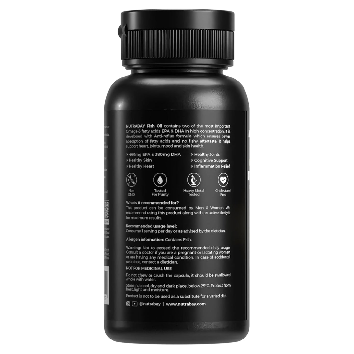 Nutrabay Pro Fish Oil Omega 3 (Triple Strength) - 1000mg for Adults, Capsules 60 Count
