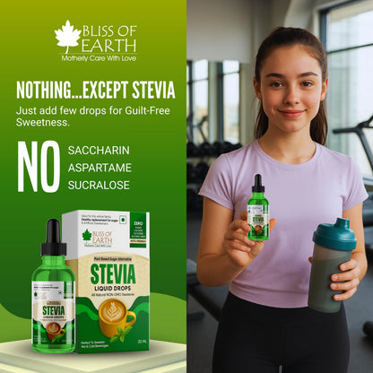 Bliss of Earth Stevia Liquid Sweetener â€“ Pure, Natural & Sugar Free Drops | Zero Calorie | 30ML | Perfect for Tea, Coffee, Shakes, Smoothies & Desserts | Keto & Diabetic Friendly