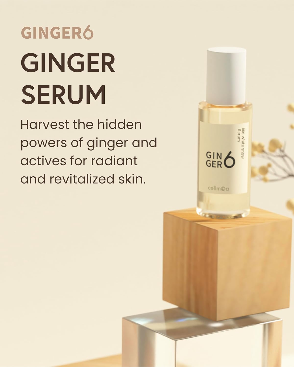 GINGER6 White Snow Brightening Face Serum 30ml | 70% Ginger Water | Anti-Aging Korean Skincare | Hyaluronic Acid, Niacinamide & Peptides | Firming, Hydration & Pigmentation Care | Vegan & Cruelty-Free