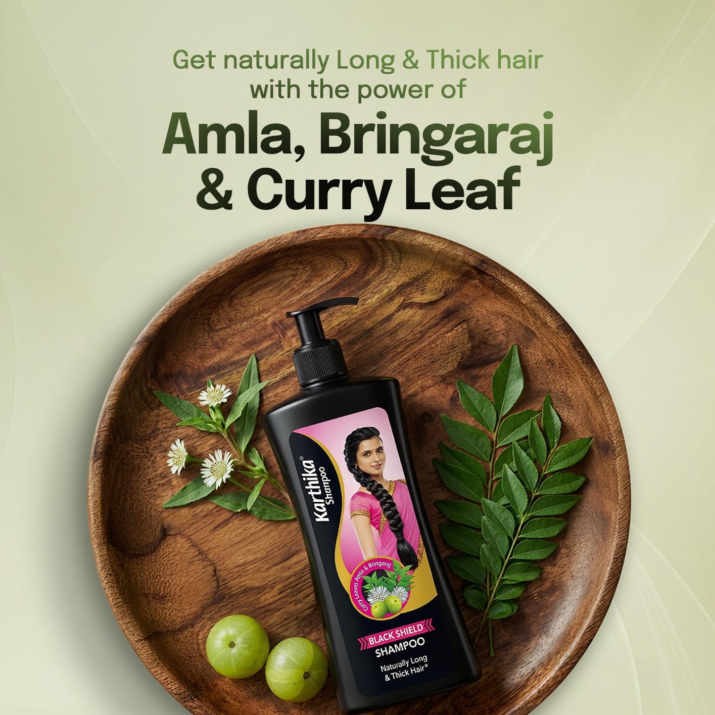 Karthika Black Shield Shampoo for Hair Fall Control & Hair Growth | With Amla, Curry Leaves & Bhringraj | For Long, Strong Hair | 650 ml