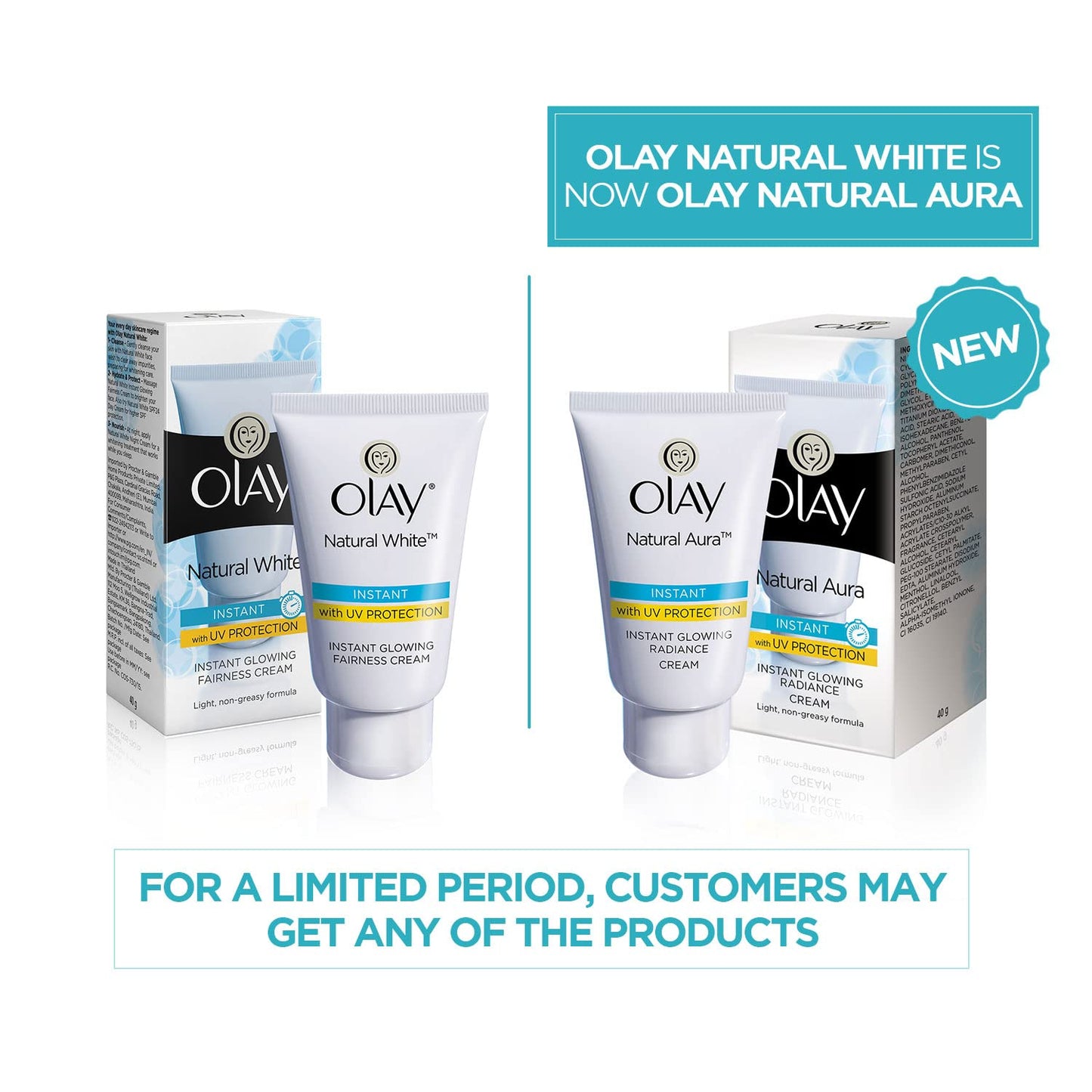 Olay Cream Natural Aura Vitamin B3, Pro B5, E With Uv Protection,40 Gm