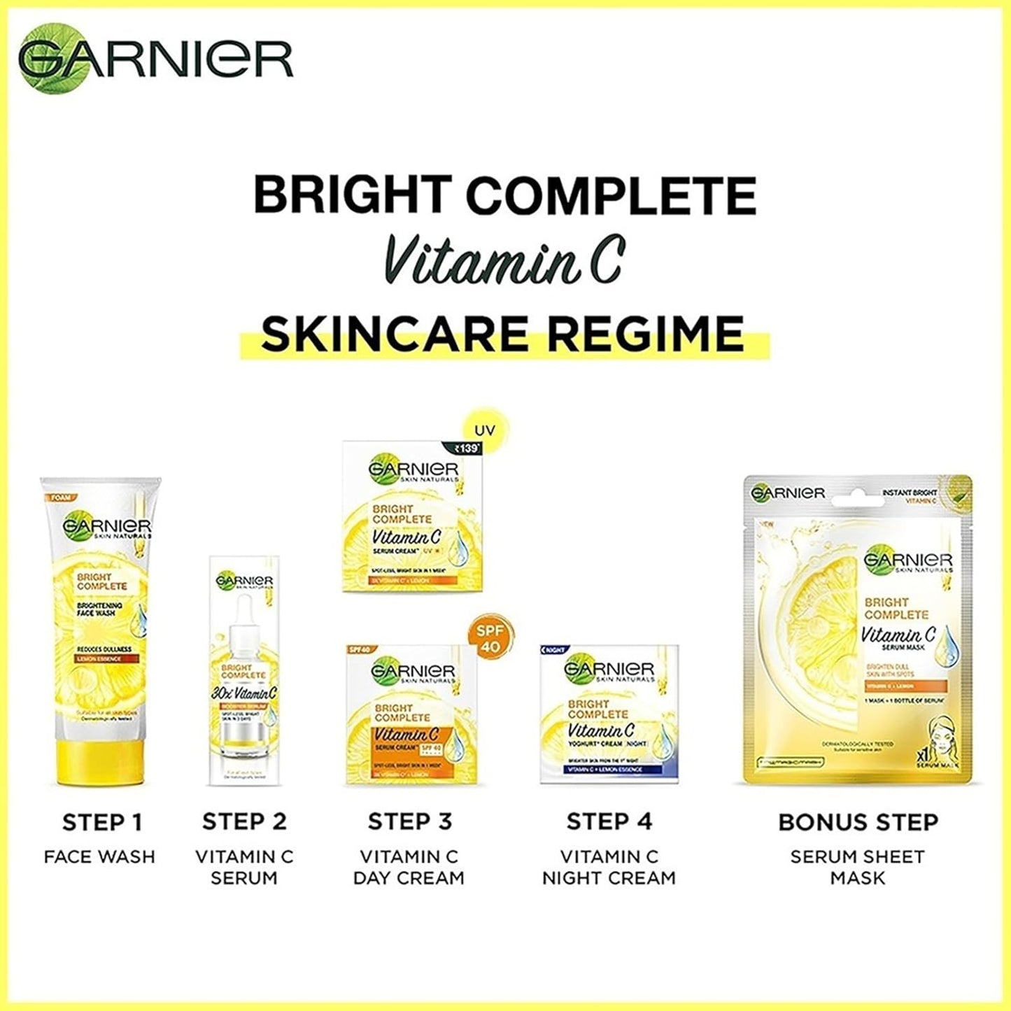 Garnier Skin Naturals, Night Cream, Anti-Dark Spots & Brightening, Bright Complete Vitamin C Yoghurt, 40 g
