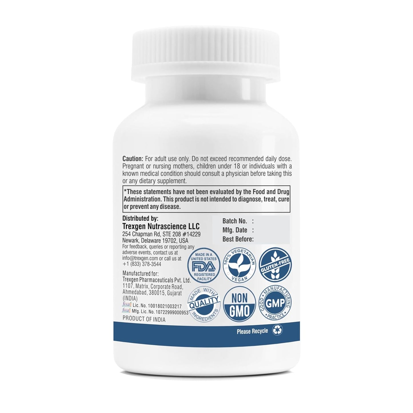 Trexgenics FENUGREEK Premium Standardized (50% Saponin) 600 mg with Bio-enhancer Piperine 5mg Multi-action Herbal Complex (60 Vcaps) (1)