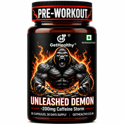 GetHealthyÂ® Unleashed Demonâ„¢ Pre-Workout Capsules | 200mg Caffeine Energy Pills | Pre Workout Supplement for Energy & Focus | Gym Workout Support for Men & Women | 30 Capsules