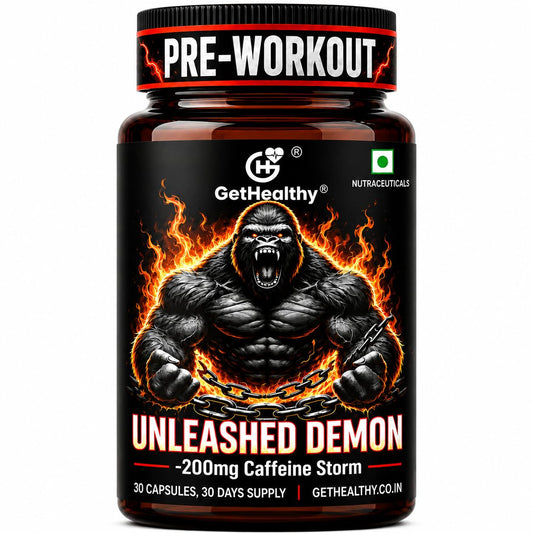 GetHealthyÂ® Unleashed Demonâ„¢ Pre-Workout Capsules | 200mg Caffeine Energy Pills | Pre Workout Supplement for Energy & Focus | Gym Workout Support for Men & Women | 30 Capsules