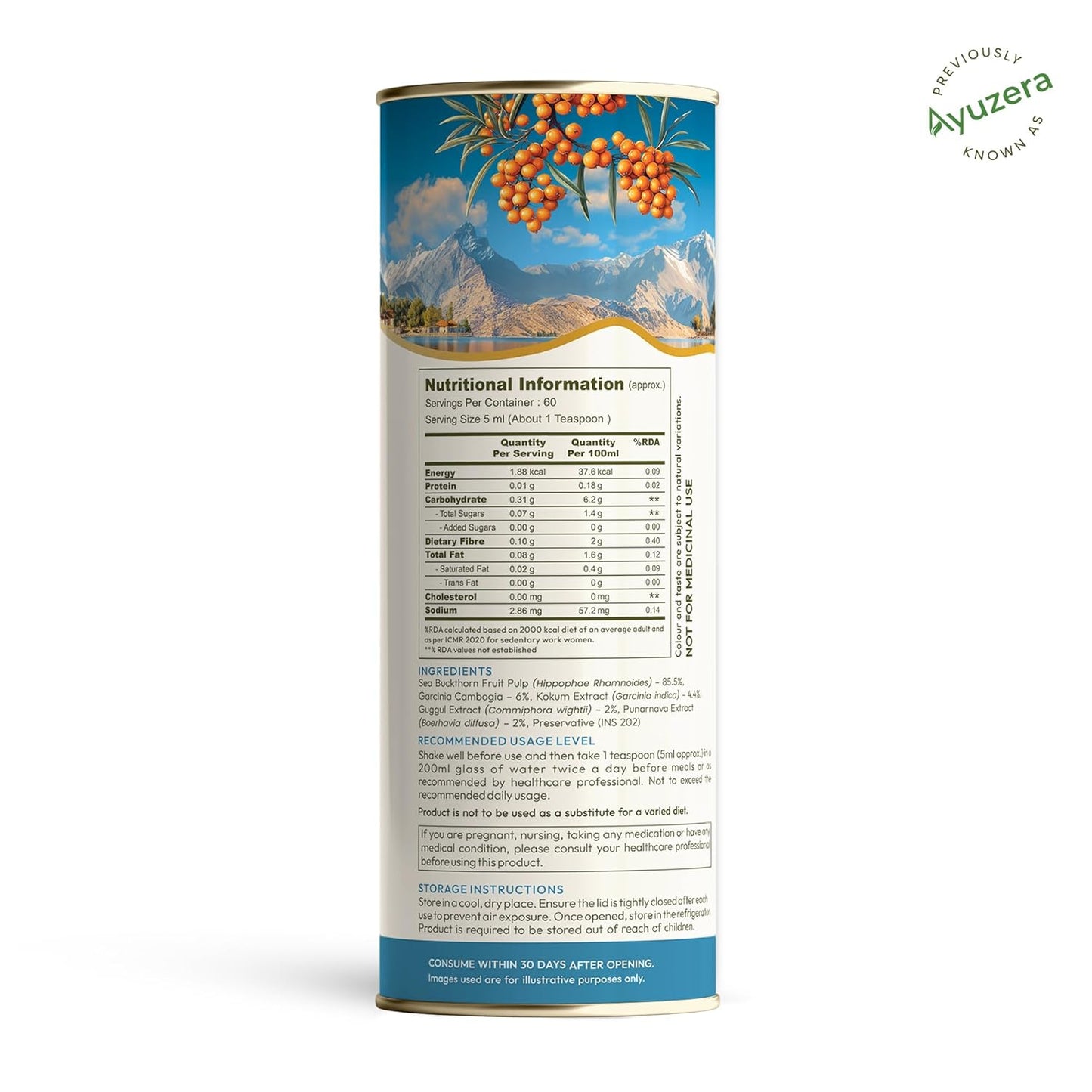 Wellwith Sea Buckthorn Fitwin(Fitwell) Juice 300ml | Makes 50 Glasses | Natural Vitamin C, Omega 3 6 7 9, Antioxidants | Immunity, Skin Glow & Gut Health Support | Herbal Juice Supplement