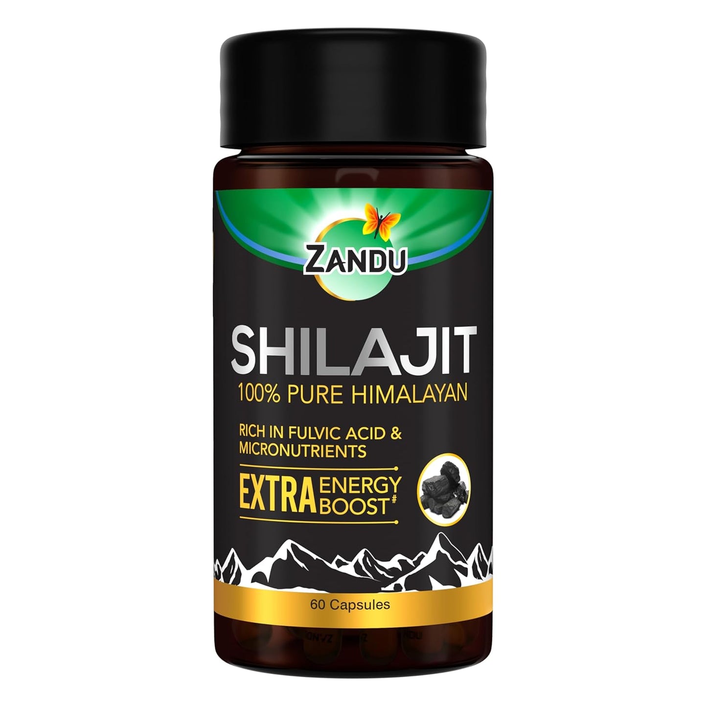Zandu Shilajit Capsules, Infused with Goodness of Natural Shilajit Extracts, Helps Boost Immunity & Energy, Supports Metabolism -Pack Of 60 Vegetarian Capsules
