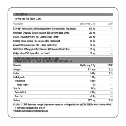 TrueBasics T-Boost,Testosterone Supplement For Men|With Ksm 66 Ashwagandha,Safed Musli,Gokshura,& Ginseng|For Energy,Stamina & Muscle Strength,1 Count,120 Capsules