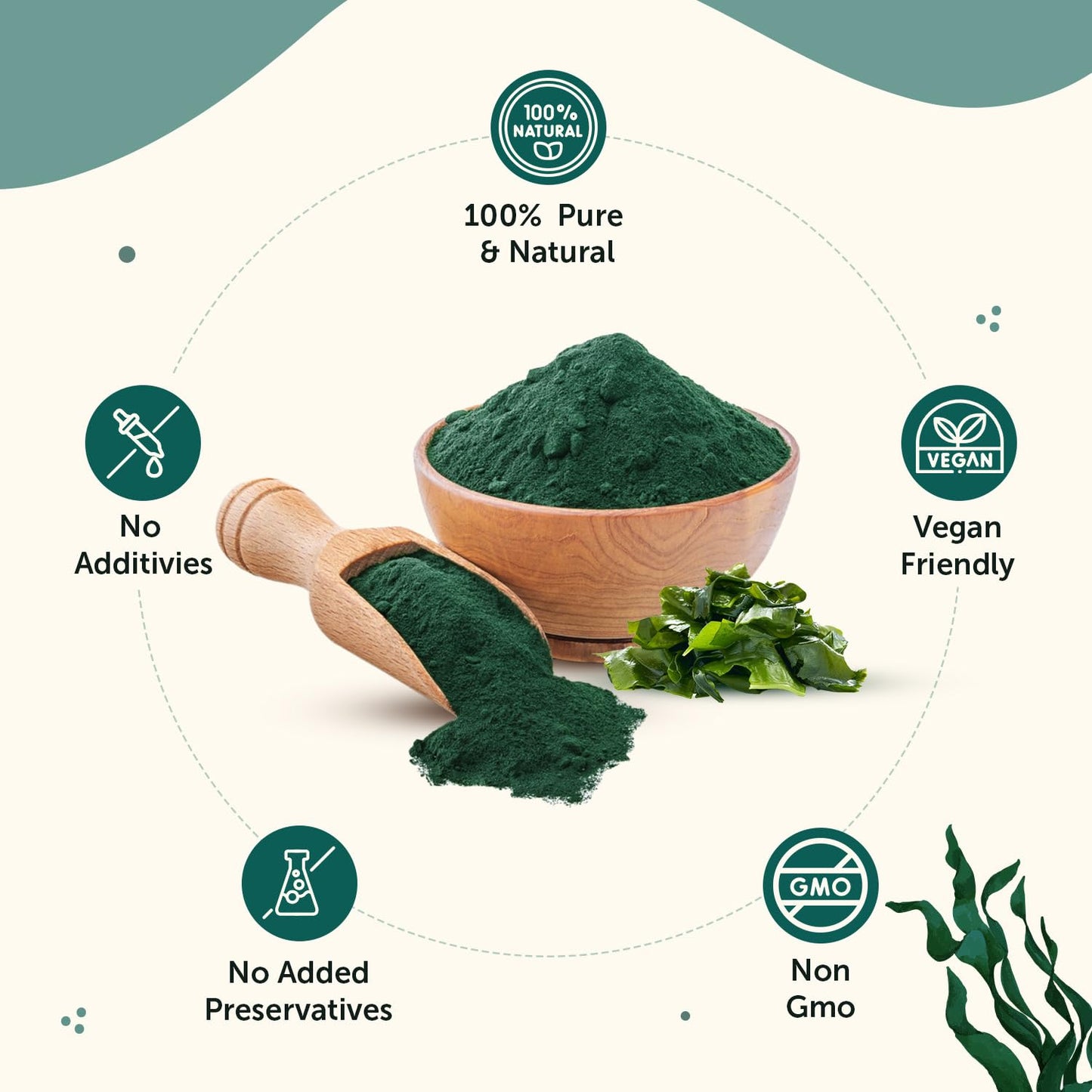 Neuherbs Spirulina Powder - 100g | Supports Energy, Immunity & Detox | Rich in Iron, Calcium, Potassium & Omega 3 6 9 | 100% Pure & Natural With No Artificial Additives