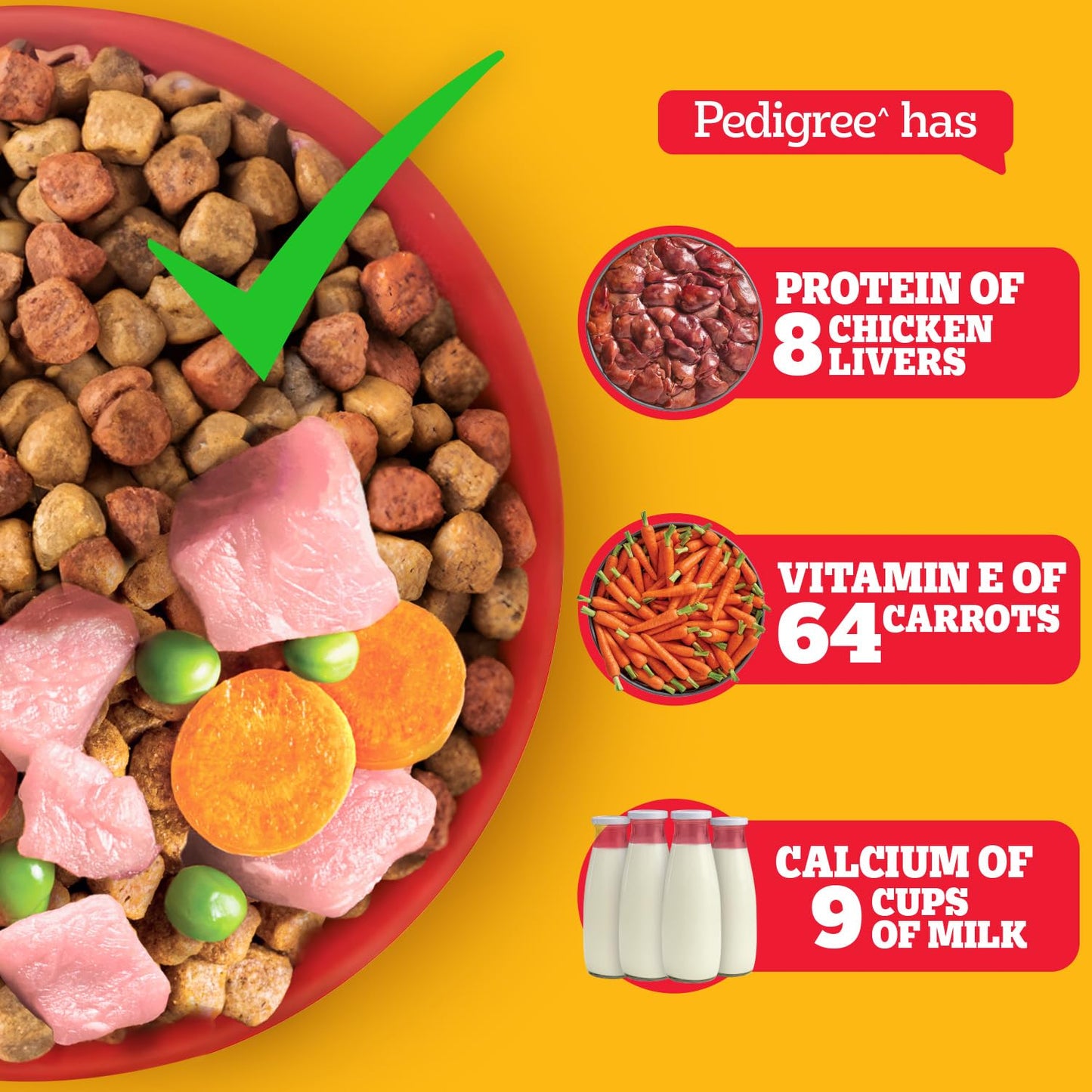 Pedigree Adult Dry Dog Food, Chicken & Vegetables, 1.2 kg, Contains 37 Essential Nutrients, 100% Complete & Balanced Food for Adult Dogs