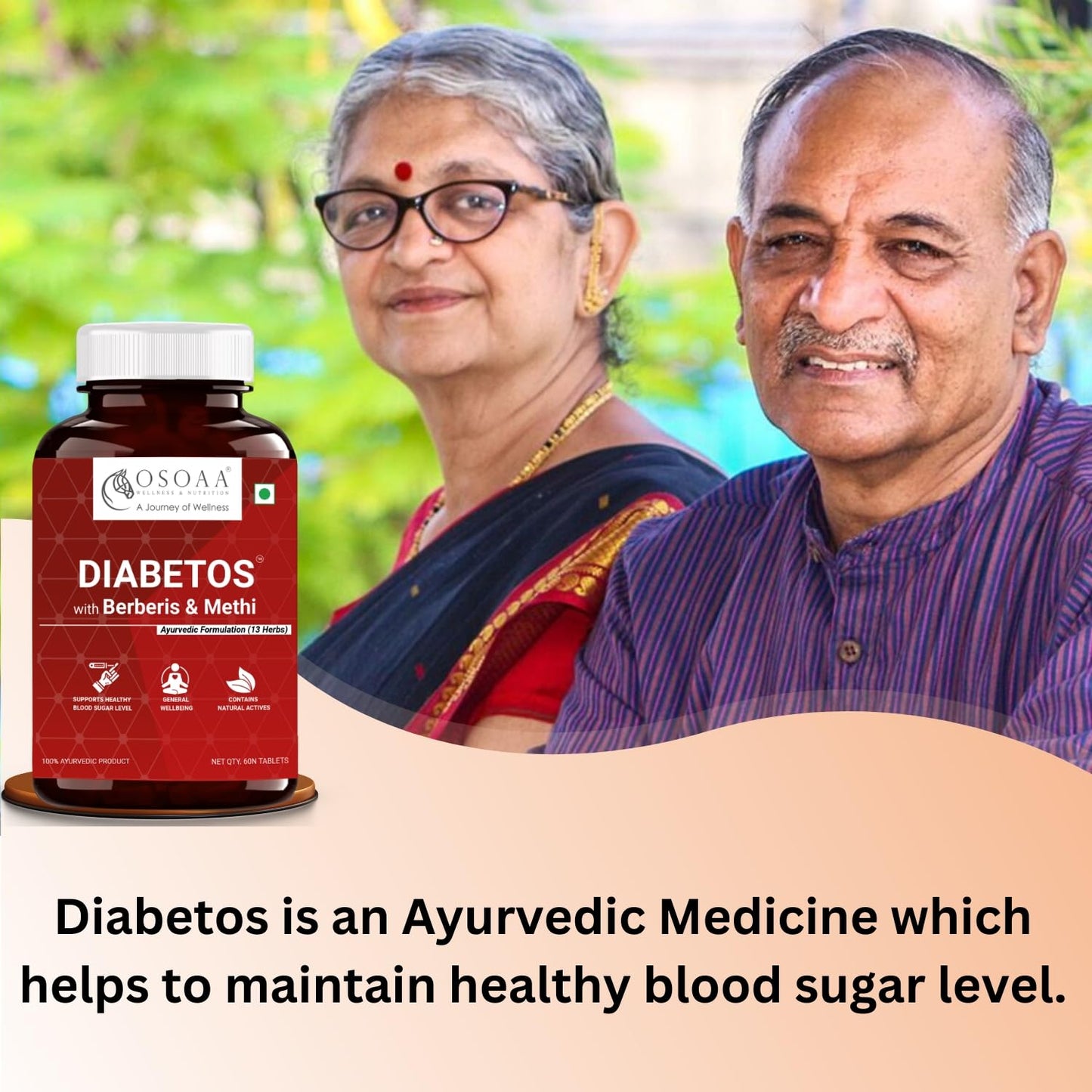 OSOAA Diabetic Care Tablets (Diabetos) | Karela, Jamun, Gurmar, Methi, Neem & Other Herbs | Supports Blood Sugar Management & Diabetes Care | 60 Veg Tablets