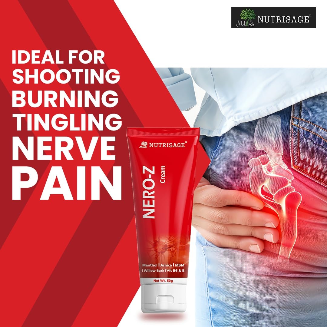 Nero-Z Neuropathy Nerve Relief Cream - Fast Acting Max Relief for Feet, Hands,Legs,Toes,Back-Ultra Strength Menthol,Arnica, Aloe Vera,MSM,Soothing Natural Nerve Comfort, Paraben-Free 50 g