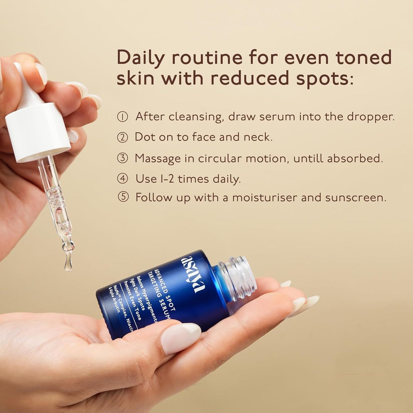 Asaya Advanced Spot Pigmentation Face Serum | Dark Spots, Melasma & Acne Marks Care | Niacinamide & Alpha Arbutin | Brightening Serum for Men & Women | 30ml