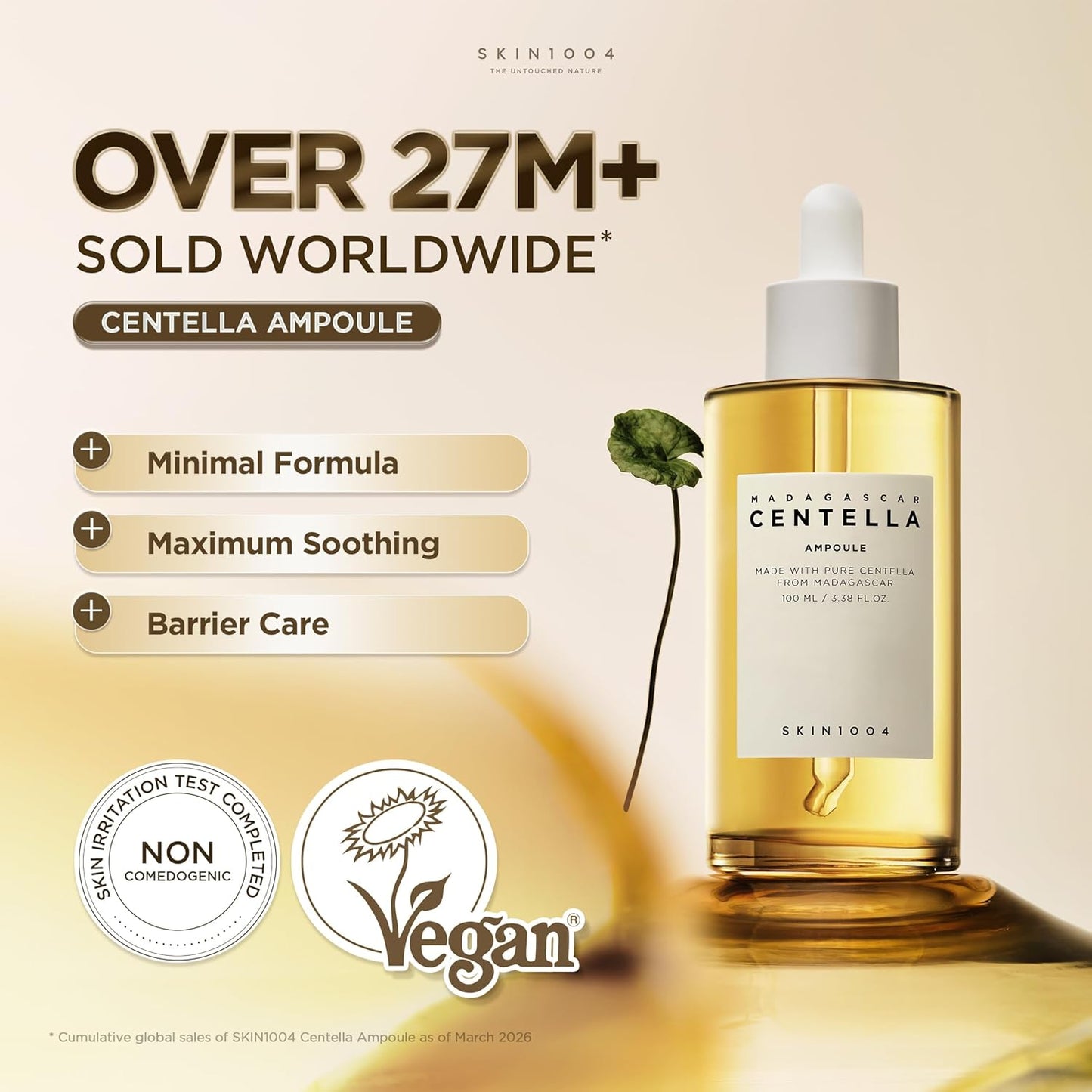 SKIN1004 Madagascar Centella Ampoule Facial Serum, 100ml â€“ 100% Centella Asiatica Extract for soothing sensitive, irritated & acne-prone skin, lightweight hydrating Korean skincare formula.
