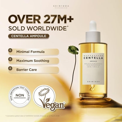 SKIN1004 Madagascar Centella Ampoule Facial Serum, 100ml â€“ 100% Centella Asiatica Extract for soothing sensitive, irritated & acne-prone skin, lightweight hydrating Korean skincare formula.
