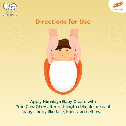 Himalaya Baby Cream with Pure Cow Ghee & pH5.5 (200ml) | Moisturizes & nourishes skin all day long | For Dry and sensitive skin