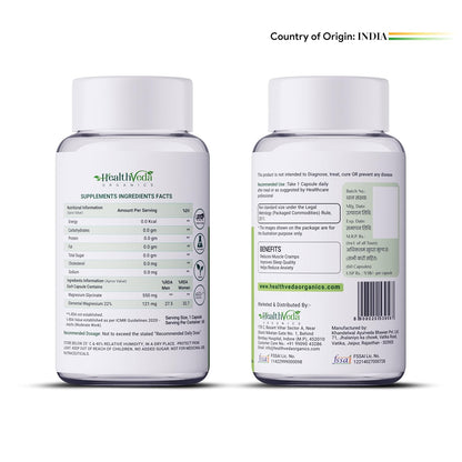 HEALTH VEDA ORGANICS PRIVATE LIMITED High Absorption Magnesium Glycinate, 550mg | 60 Veg Capsules | Supports Nerve & Muscle Health | Improves Sleep Quality | For Both Men & Women