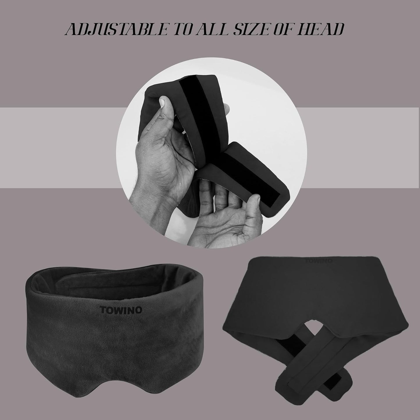TOWINOÂ® Eye Mask for Sleeping Super Soft & Smooth And Fully Adjustable To All Size Heads - Super Soft & Comfortable for Women and Men, Blindfold for Travelling, Night Sleeping,Nap Suitable for All Family Members Made In India (Black)