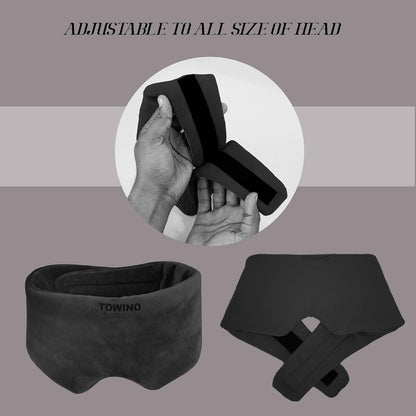 TOWINOÂ® Eye Mask for Sleeping Super Soft & Smooth And Fully Adjustable To All Size Heads - Super Soft & Comfortable for Women and Men, Blindfold for Travelling, Night Sleeping,Nap Suitable for All Family Members Made In India (Black)