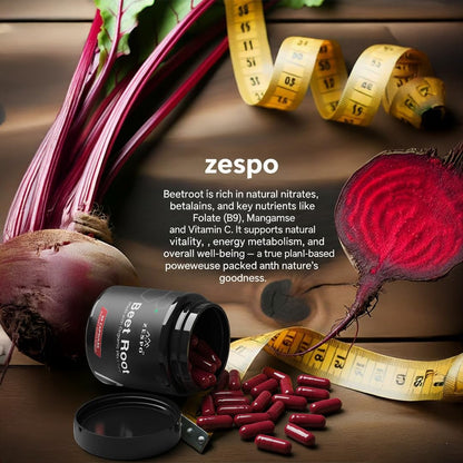 Zespo Organic Beet Root Capsules 1000mg â€“ Supports Heart Health, Blood Pressure, Energy, Antioxidant & Stamina â€“ Vegan, Non-GMO | 90 Capsules