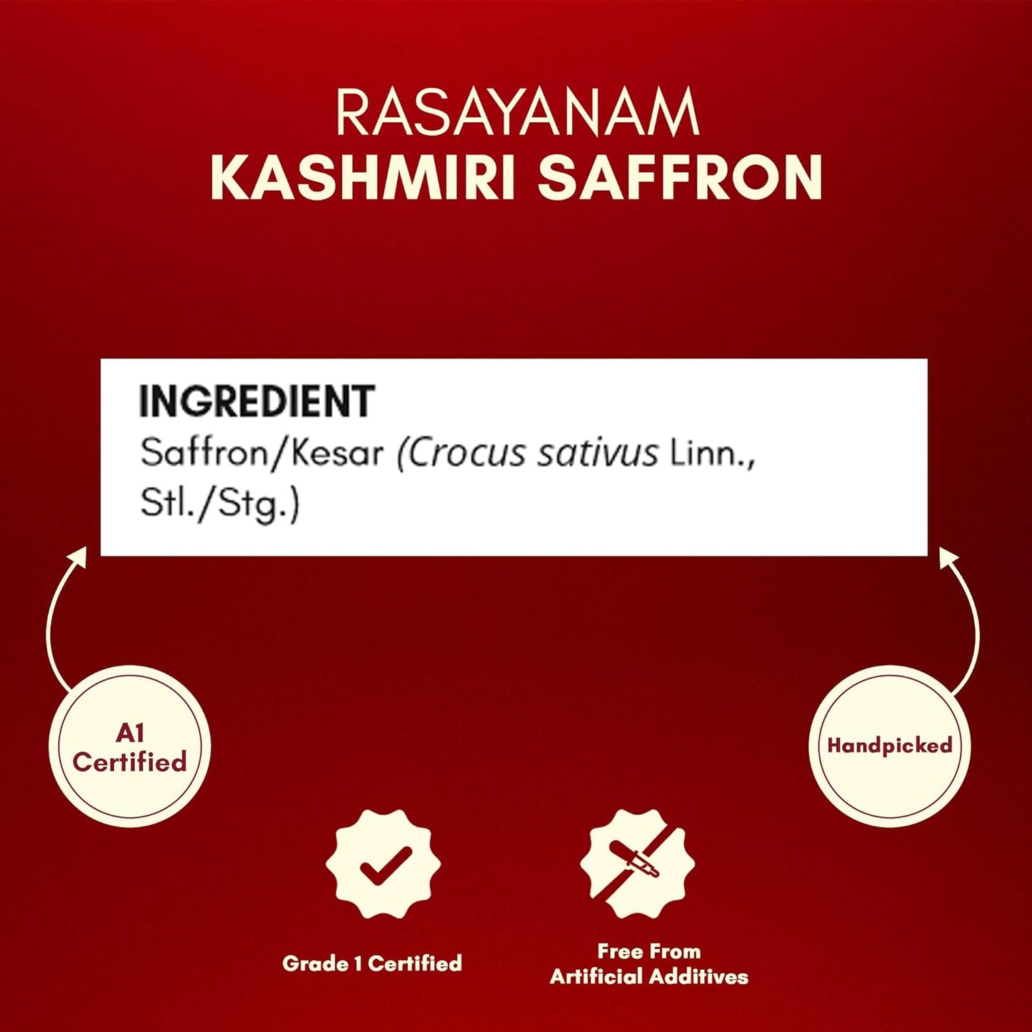 Rasayanam Pure Original Kashmiri Saffron/Kesar/Kumkuma Puvvu (1gm) | Certified highest Grade-A Keshar | Saffron for pregnant women, Pooja rituals & Food aroma