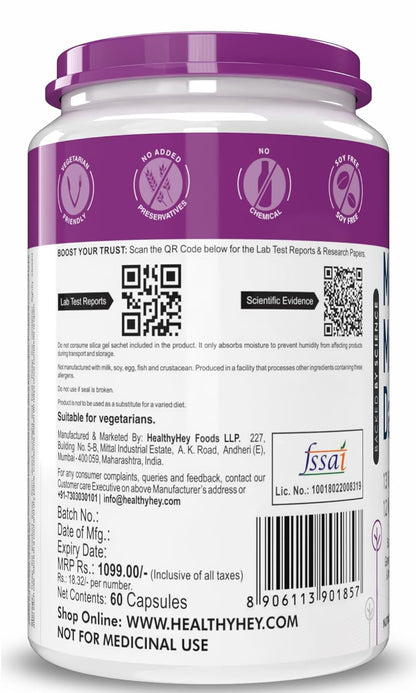 HealthyHey Nutrition Multivitamin For Men - Multi-Vit Daily - 13 Vitamins & 10 Minerals - 60 Vegetable Capsules,1 Count