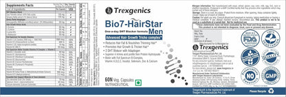 TrexgenicsÂ® BIO7-HAIRSTAR MEN Advanced Hair Support Tricho Complex ONE-A-DAY Formula (60 Veg. Capsules) (Pack of 1)