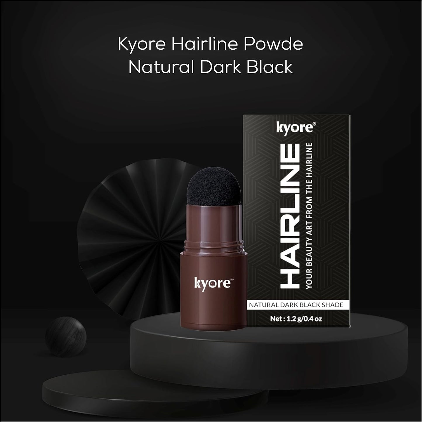 Instant Natural Hairline Colour Touch-Up Powder for Women & Men - Black | Hair Shading Sponge Pen, Hairline Shadow Powder Stick, Quick Hair Root Touch-Up Stick - Pack of 1