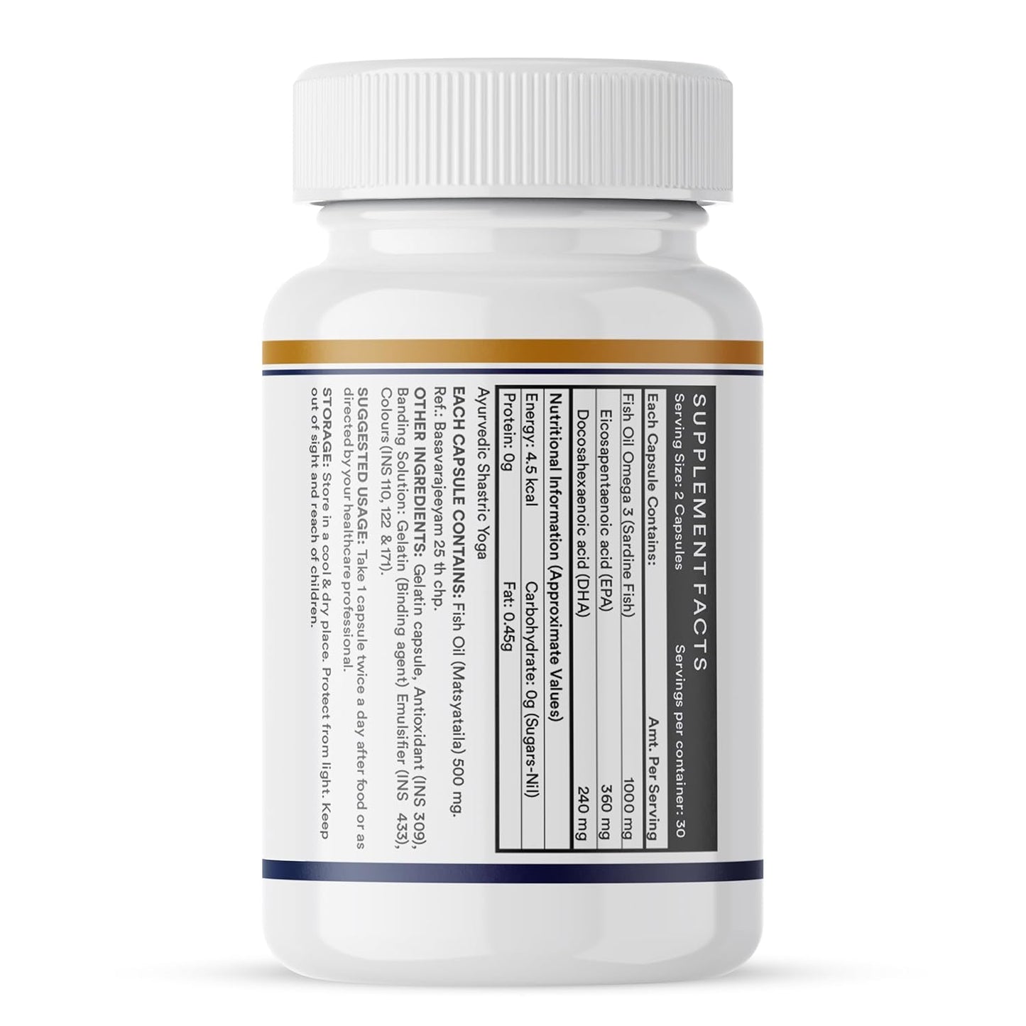INLIFE Fish Oil Omega 3 Capsule 1000mg | Double Strength | Supplement for Heart, Brain and Joint Health for Men Women | EPA:DHA - 360:240-60 Liquid Filled Capsules