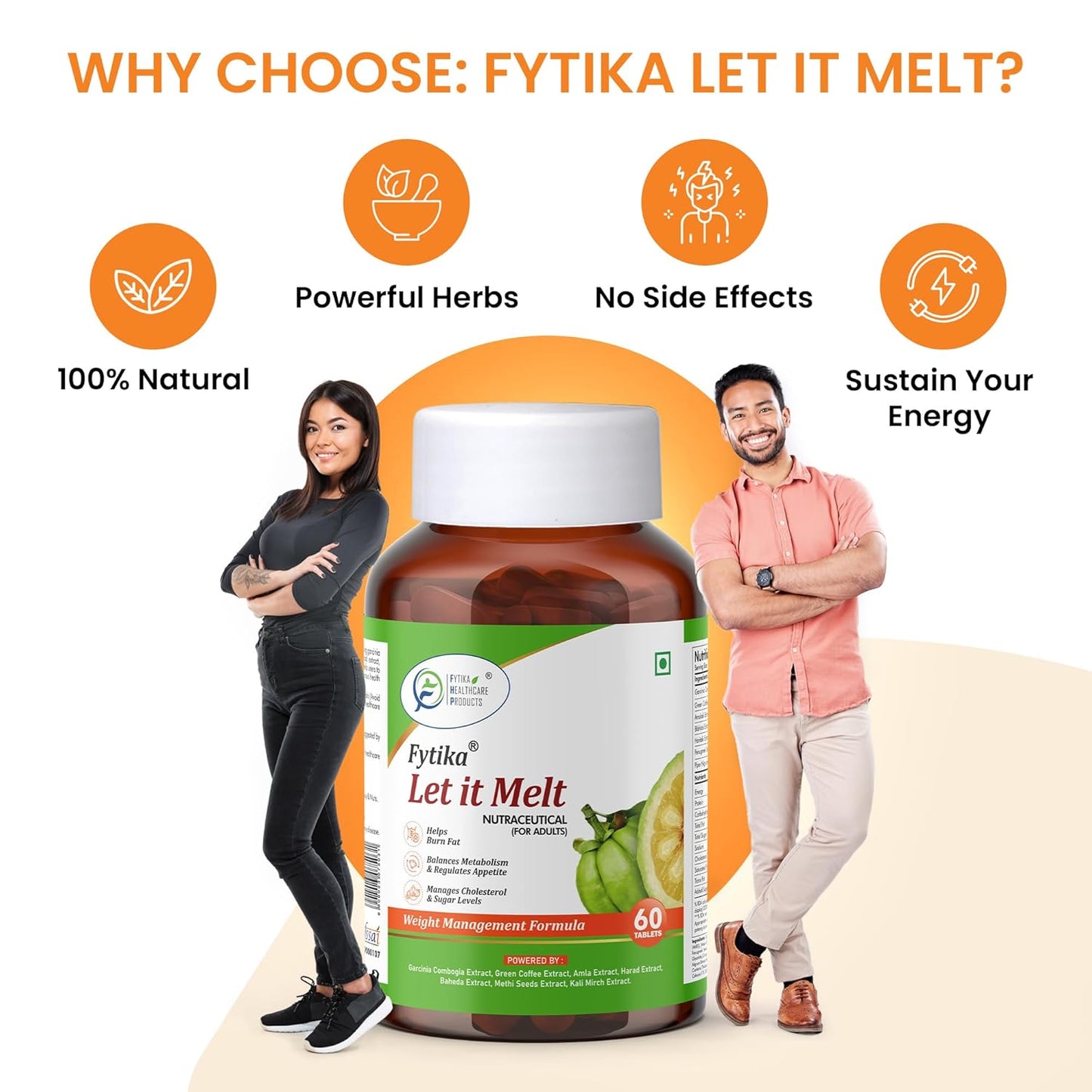 Fytika Let It Melt Fat Burner Tablets for Men and Women | Support Fat Burn, Metabolism Balance, Appetite Control & Energy Boost with Natural Extracts for Daily Wellness 60 Tablets