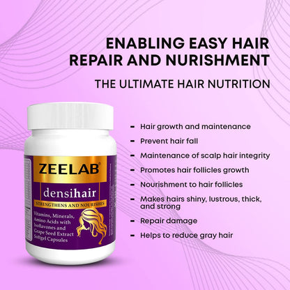 Zeelab Densihair Capsules | 30 Softgel Capsules in Bottle | Biotin Supplement for Women Hair Growth | Multivitamin Hair Care Products for Women
