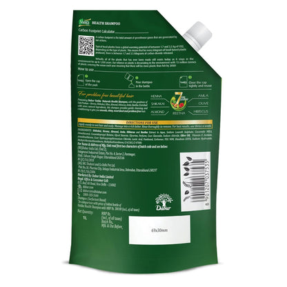Dabur Vatika Health Shampoo with Henna & Amla for Problem Free Hair - 1L Pouch