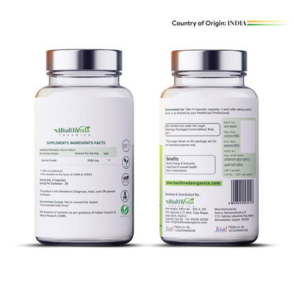 HEALTH VEDA ORGANICS PRIVATE LIMITED Plant Based Spirulina, 2000 mg | 120 Veg Capsules I Supports Weight Management & Boosts Immunity | For both Men & Women