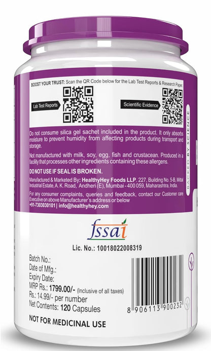 HealthyHey Nutrition Betaine Trimethylglycine (TMG) - 120 Veg. Capsules