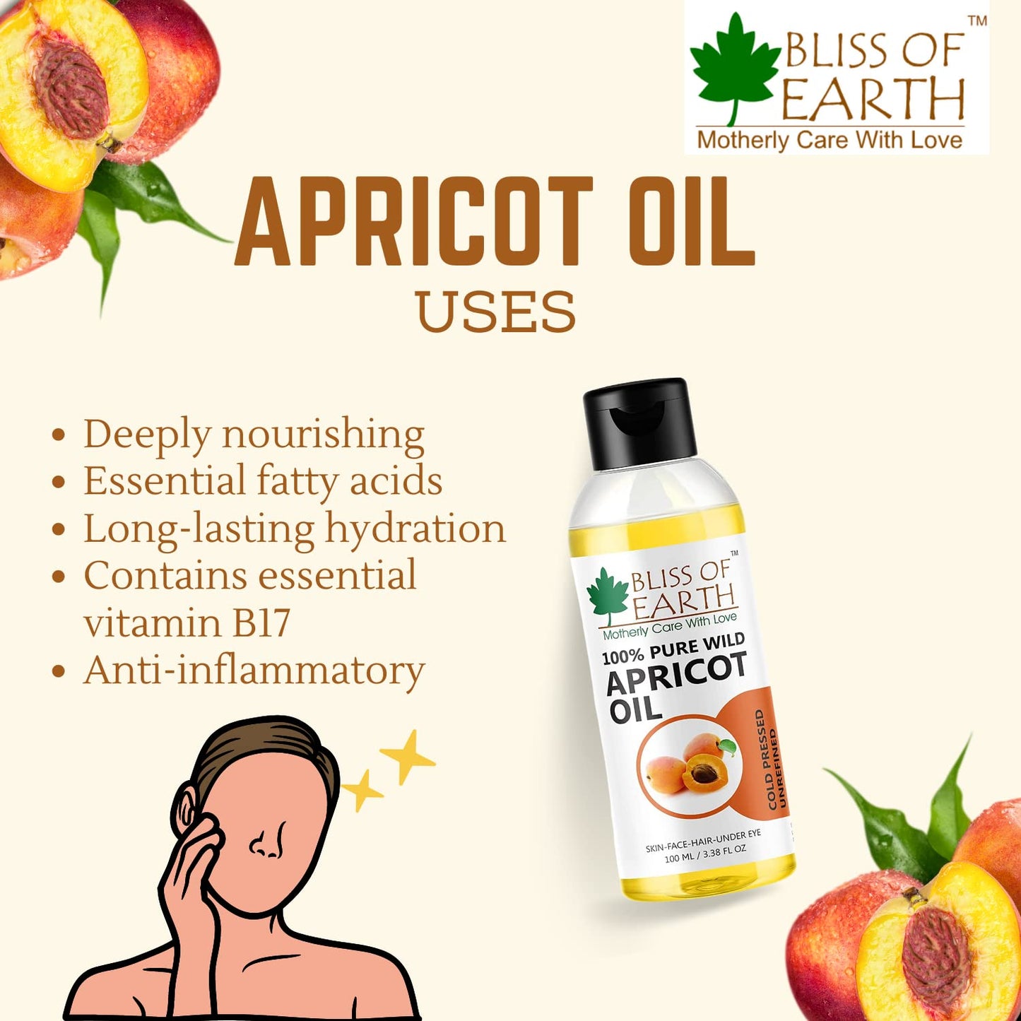 Bliss of Earthâ„¢ Wildcrafted Himalayan Apricot Oil Coldpressed & Unrefined (100 ML)