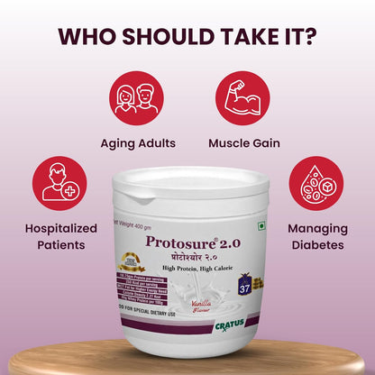 Cratus Protosure 2.0 - Helps Manage Diabetes | Rich in Proteins and Calories | Easily Digestible Fats | Filled with Essential Vitamins and Minerals | Low Glycemic Index
