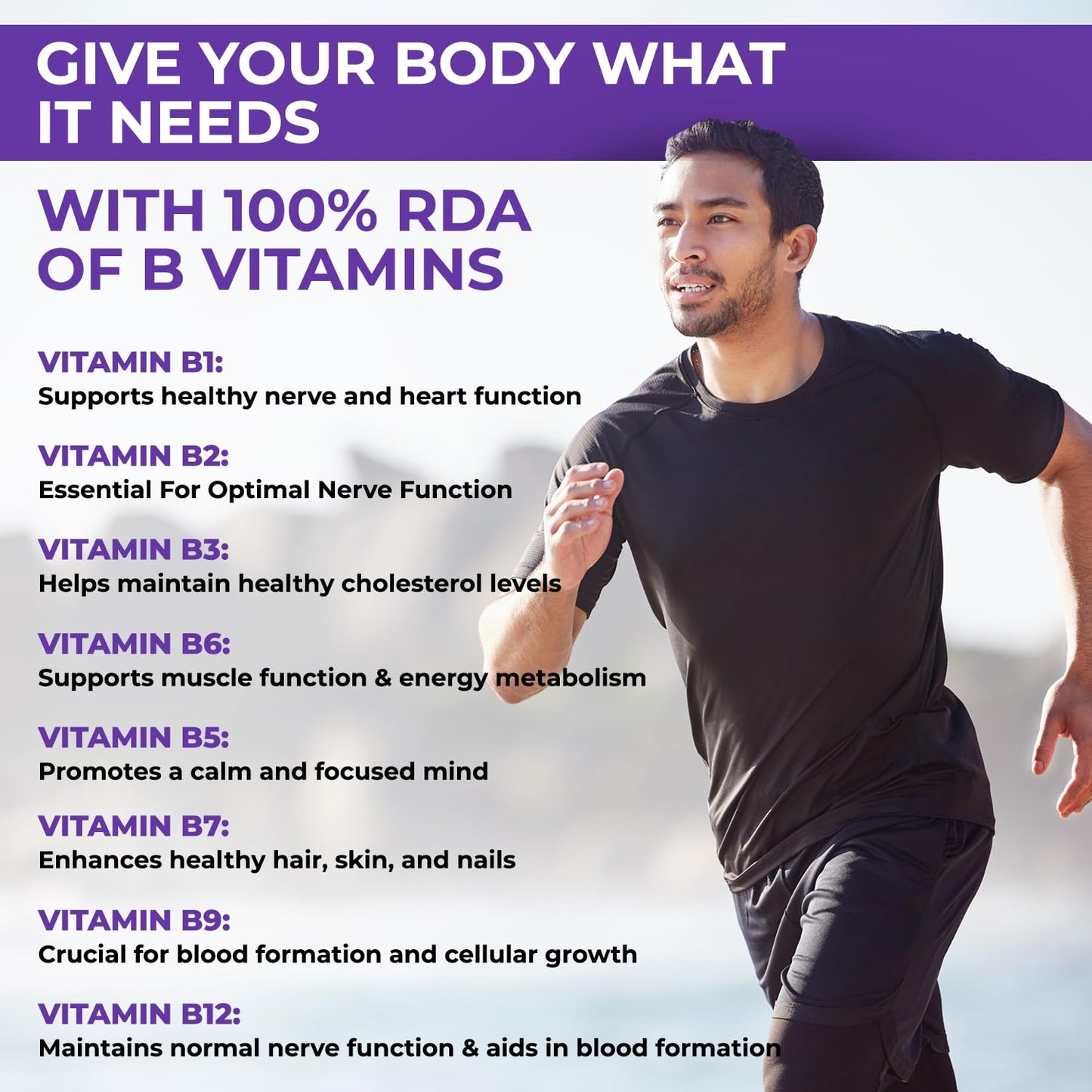The Body Reserve Vitamin B Complex Tablets- 120 Veg Tablets 100% Rda Of Vitamin B1, B2, B3, B5, B6, B7, B9 & B12, Vitamin B Complex Supplements For Women & Men (4 Months Supply Pack)